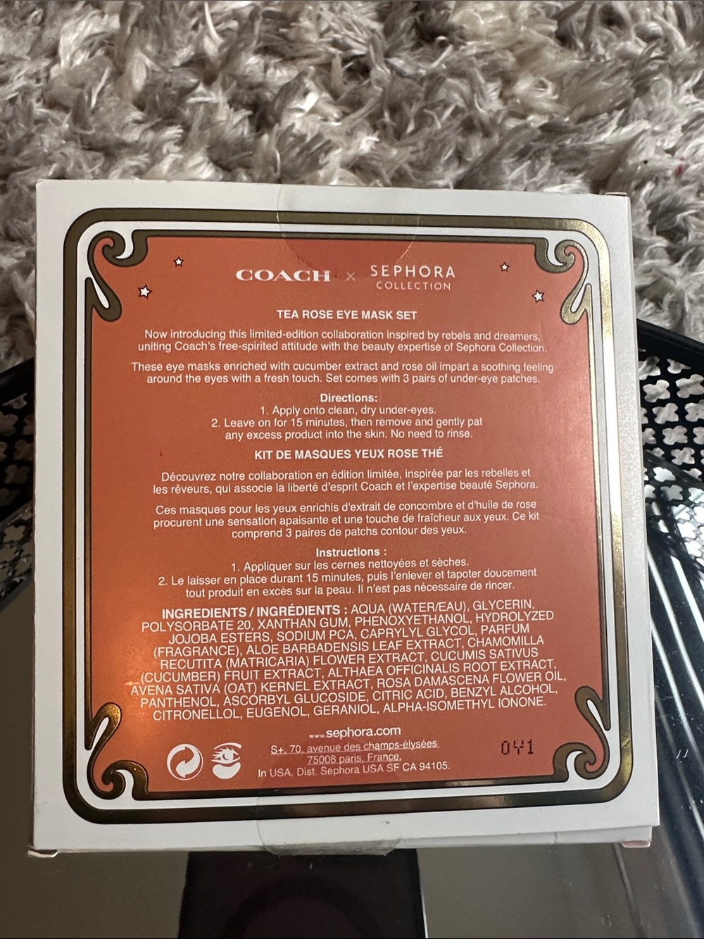 Coach Pink & Multi Tea Rose Eye Mask Set - Picture 2 of 2